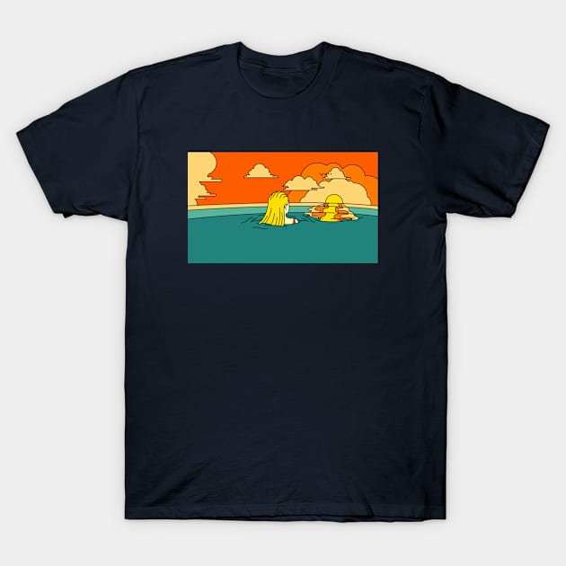 Swimming with the sunset T-Shirt by sutrisnodraw